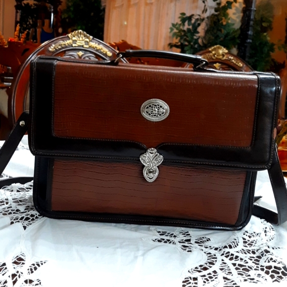 Shoulder bag Briefcase with silver embellishments - Picture 1 of 6